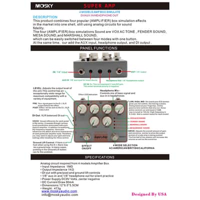 4-in-1 Analog Amp Simulator (VOX AC/FENDER/MESA/MARSHALL) image 4