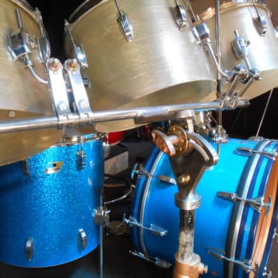 Ludwig, Blaemere Fiberglass, Custom 1969 Blue Sparkle, Beige image 11