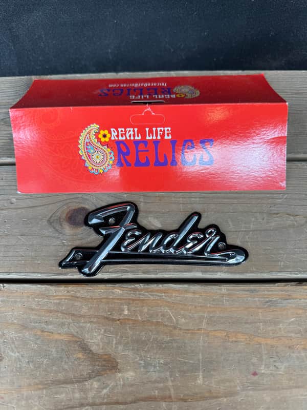 Fender Logo Emblem Metal Case Plate image 1