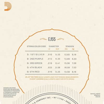 D'Addario EJ55 Phosphor Bronze 5-String Banjo Strings, Medium, 10-23 image 3