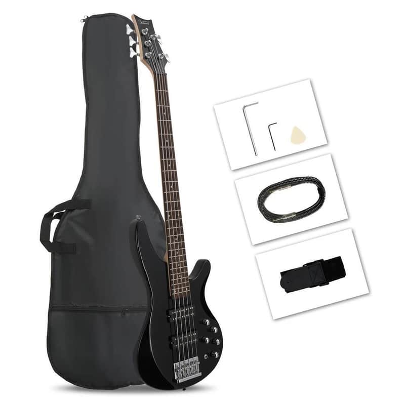 New Glarry 44" Right Handed Electric Bass Guitar 5 Strings for School Student Black image 1
