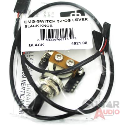 Immagine EMG 3-Position Lever Solderless Toggle Switch- Black Knob(4921.00) - 2