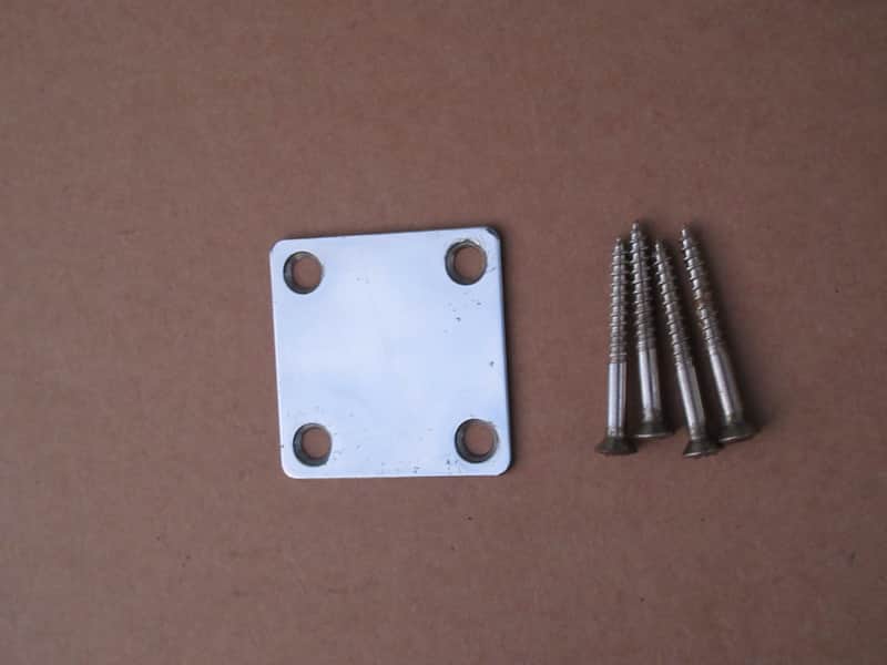 1960s Silvertone 1418 Guitar Neckplate W Screws Japan Teisco Cameo Aria Decca image 1