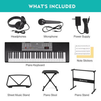 NEW Portable 61Key Light Up Electric Piano Keyboard w/Bench,Stand,Headset,Microphone image 6