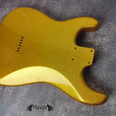 Hard Tail Diamond Gold 2PC Mahogany Strat Type Body High Gloss, Custom S-Style Body, High Gloss Vintage Part Gadget DIY Building Kit, ST Replacement image 6