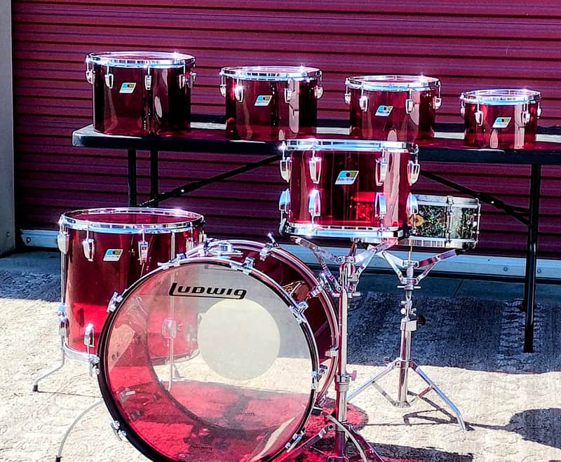 1970s Ludwig Vistalite Quadra-Plus Drum Set with Single-Color Finish image 1