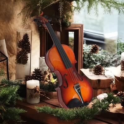Ceciliec Acoustic Violin, 4/4 Full Size Solidwood Starter Violin Fiddle Kit for Beginners Students Adults, Violin Case, 2 Bows, Bridge- Stringed Musical Instruments image 5