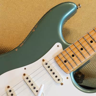 2021 Fender Custom Shop 1956 Reissue Stratocaster Electric Guitar Relic Sherwood Green Metallic + COA OHSC image 3