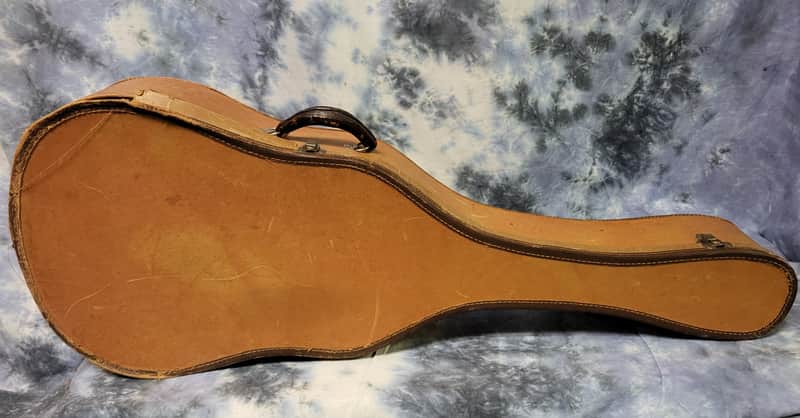 Vintage RARE 1955 Tan Green Geib Soft Shell Acoustic Guitar Case Leather Handle Gibson Epiphone Archtop Flattop image 1