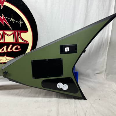 Jackson X Series RRX24 rrx 24 Randy Rhoads Flying V Guitar with Reverse Inlays + Reverse Headstock 2022 - Matte Army Drab with Black Bevels image 10