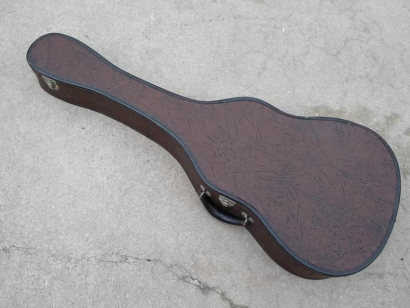 Vintage 1940's or 1950's National Dobro Guitar Case - Brown / Purple - Leather Handle image 1