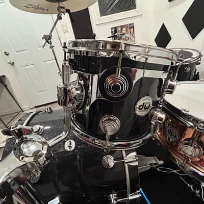 DW Collector's Series Maple/Mahogany Shells Full Kit w/ Hardware & Zildjian K Cymbals- Black Ice Finish w/ Copper Snare image 7