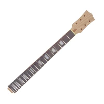 Mahogany Electric Guitar Neck 22 Frets 24.75 Inch Scale Rosewood Fretboard with Binding Normal Nut Set-In Heel Guitar Parts Replacement Unfinished (Trapezoid Inlay) image 8