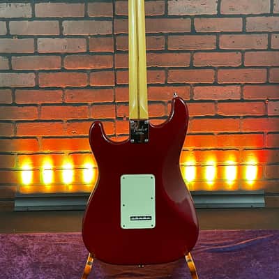 1998 Fender American Deluxe Stratocaster MN Crimson Red Transparent w/ Hard Case image 6