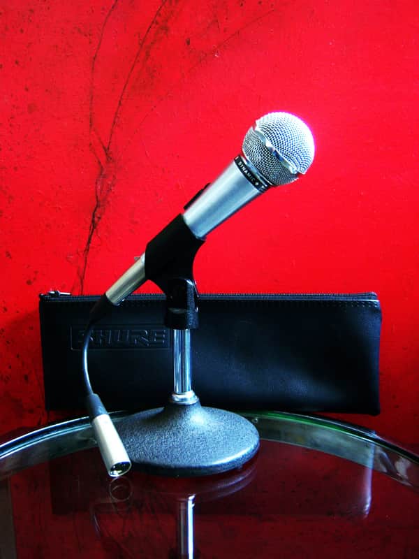 Vintage 1970's Shure PE588 dynamic cardioid microphone Hi Z Satin Chrome w accessories # 1 image 1