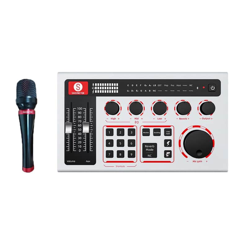 SABINETEK SabineCast Audio Mixer Sound Board with Wired Microphone P100GY-PM01BK image 1
