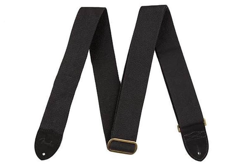 Fender Cotton/Leather Strap Black image 1