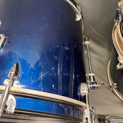 Vintage Ludwig Pinnacle Drum Kit 5pc Set Dark Blue Rack Floor Toms Snare Kick image 14