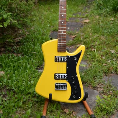 2023 Airline Bighorn Guitar in a TV Yellow finish w/New Black Dunlop Straploks & comes in a New Black Gator Hardshell Case ~ As New ! image 3