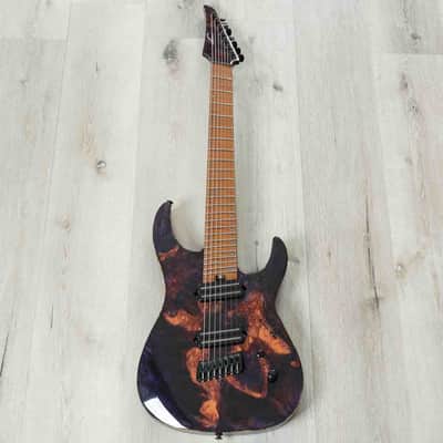 Legator X Series Ninja X7F Multi-Scale 7-String Guitar, Roasted Flame Maple Fretboard, Magma image 3
