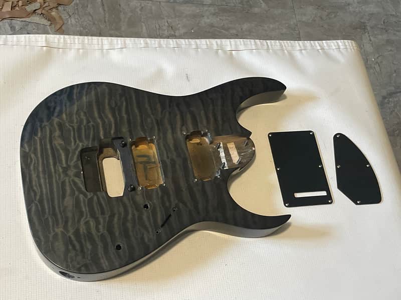2000's Korean Ibanez RG320DXQM Black Quilt Basswood Guitar Body Floyd Ready image 1