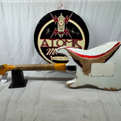 Fender USA Custom Shop Limited Edition White Lightning Stratocaster FR HSS 22 Guitar with COA + Case 2023 - Olympic White top / Candy Apple Red bottom / Rosewood fingerboard image 9