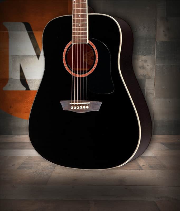 Washburn Dreadnought Mahogany Acoustic Guitar with Gigbag (WD100DLBK-U) image 1