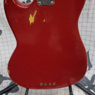 1966 Fender Mustang bass guitar, Dakota Red, OHC image 6