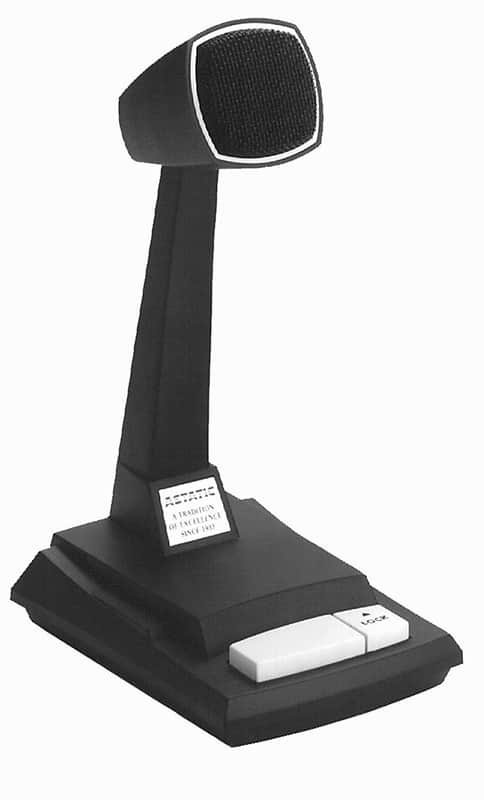 Astatic Omnidirectional Dynamic Desk Top Microphone with Locking Push to Talk Switch, Desktop Mic image 1