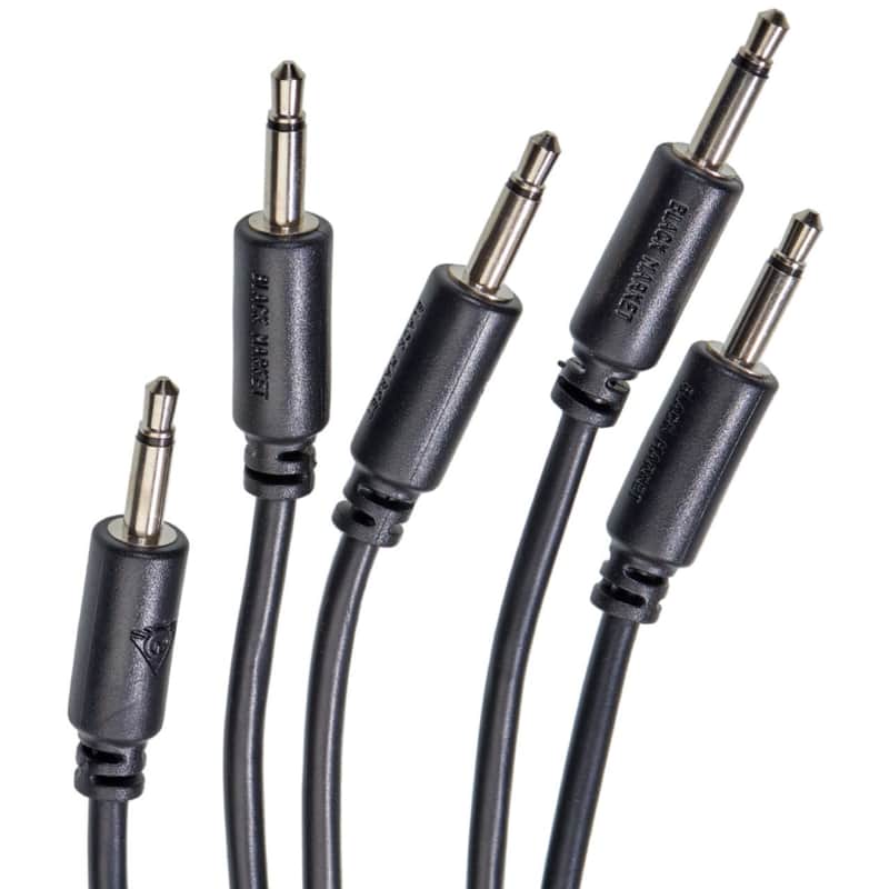 Black Market Modular Eurorack Patch Cables (25cm - Black - 5 Pack) image 1