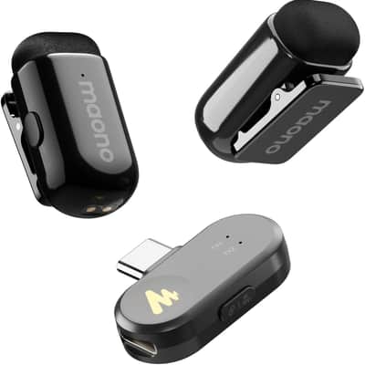 MAONO Wave T1 Mini Wireless Lavalier Microphone for iPhone 17 16 15 Android Tablet with USB-C Plug, Noise Cancellation, AI Voice Filter, 30H Used for Video Recording Content Creating YouTube TikTok image 1