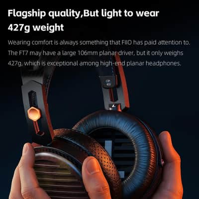 FiiO FT7 Headphones Open-Back Planar 106mm Planar Magnetic Monitor Earphone Gold Diaphragm Carbon Fiber Shell Detachable Cables (Black) image 9