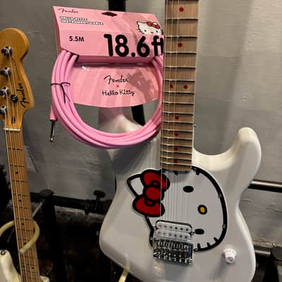 2025 Fender X Hello Kitty White Stratocaster - Like New - Comes with Cord and Gigbag image 7