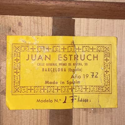 Juan Estruch 1972 "yellow label" flamenco guitar - great sound, nice condition ... + video! image 12