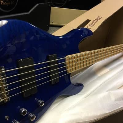 ESP/LTD Surveyor 415 Bass Guitar Quilt Blue Electric Bass image 2
