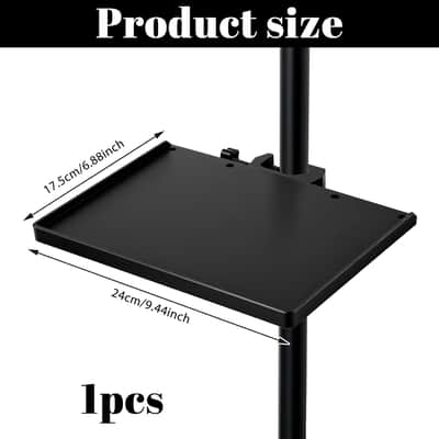 Mic Stand Tray Clamp On Shelf Lash Tray Holder Microphone Stand Trays Pole Mount Shelf Tripod Trays Desk Holders Mic Stands Accessories With 9.44" X 6.88" For Stage, Music Sheet, Live Streaming image 2