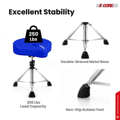 5 Core Drum Throne w 4.5" Padded Stool Adjustable Drummer Chair image 7
