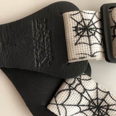 Fort Bryan Adjustable 2" Black on White Spider Web Guitar Strap image 1