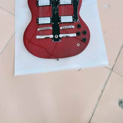 Unbranded Double/ Twin Neck 6 & 12 String Red Electric Guitar image 1