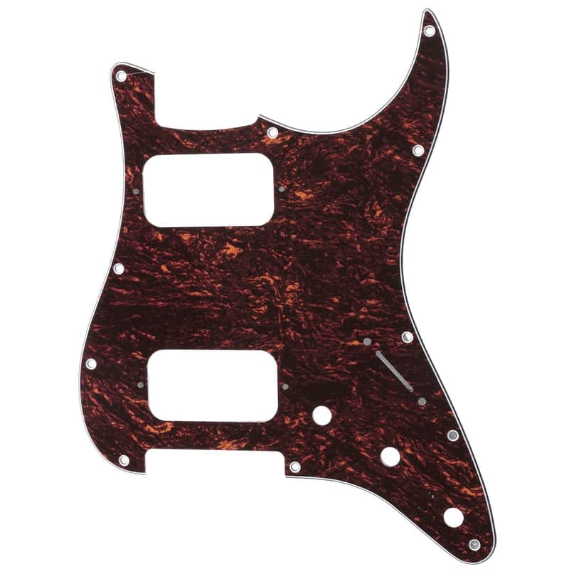 11 Holes Round Corner HH Strat Pickguard 2 Humbuckers for American/Mexican Fender Standard Stratocaster Electric Guitar, 4Ply Red Tortoise image 1