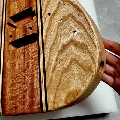 Mahogany Satin Handcrafted 9-Piece Guitar Body Ash &  Natural Wood Grain image 6