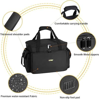 DJ Equipment Gig Bag Cable File Organizer Bag with Detachable Dividers and Padded Bottom,Travel Music Bag for Professional DJ Gear,Sound Equipment, Musical Instrument and Accessories image 5