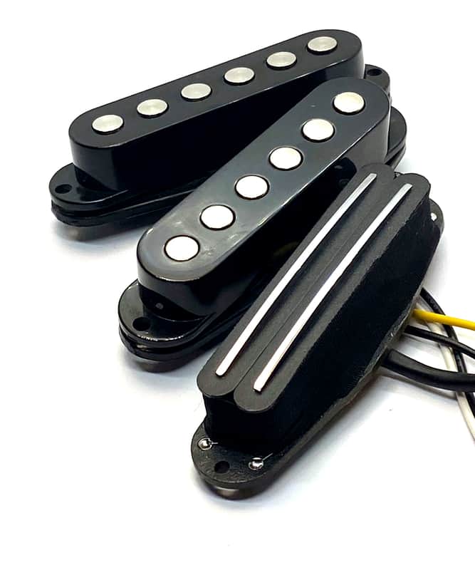 Dragonfire Phat Hot Duo Rails SSS Pickup Set ~ Duo Rails Bridge + Phat Strat Middle & Neck, BLACK image 1