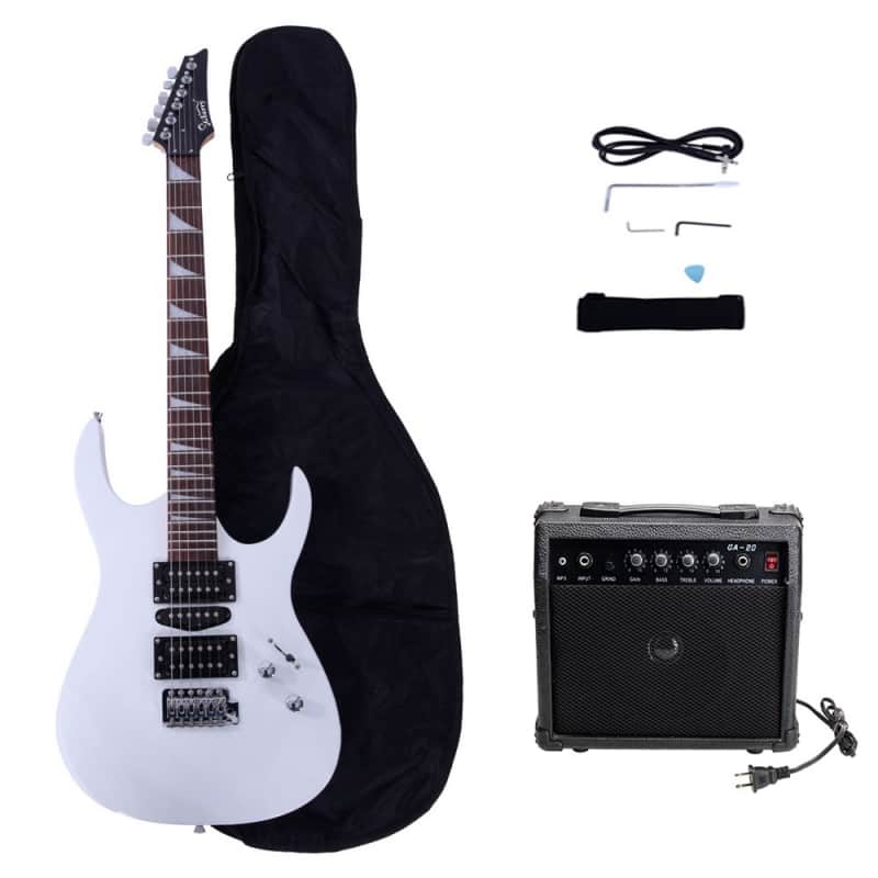 Glarry 170 Type Electric Guitar w/ 20W Amplifier White image 1