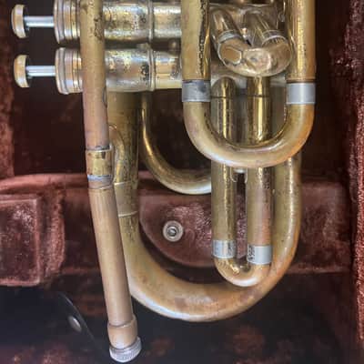 Olds and Sons brand Mellophone, with case and mouthpiece, Made in USA image 2