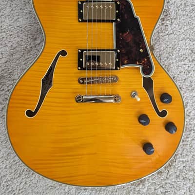 D'Angelico Excel DC Semi Hollow Guitar w/Case, Vintage Natural, DAEDCVNATGS image 1