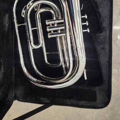 Moz (Advanced Monel Pistons) Marching Mellophone Key of F with Case - Nickel Plated Finish image 2
