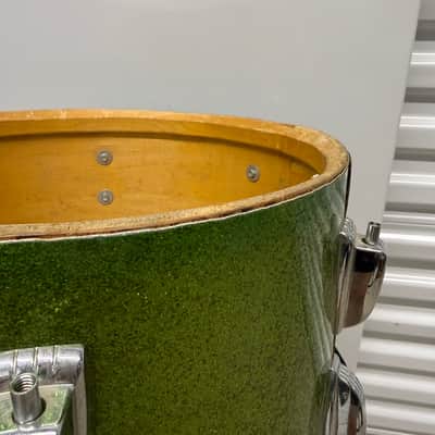Vintage Ludwig 3-ply 13, 16, 24 - ORIGINAL Green Sparkle drum set image 12