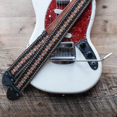Vintage Black 60s/70s Hippie Guitar Strap / Real Suede Backing / Handmade in the UK image 4