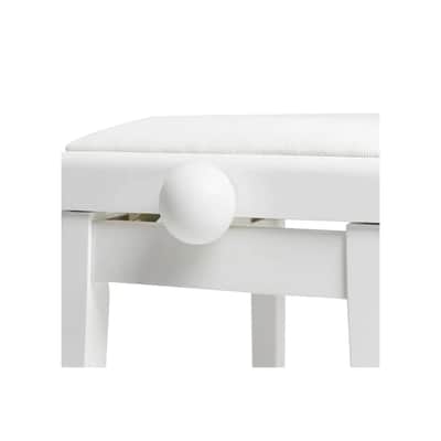 Stagg Matte White Adjustable Piano Bench with White Velvet Top image 3